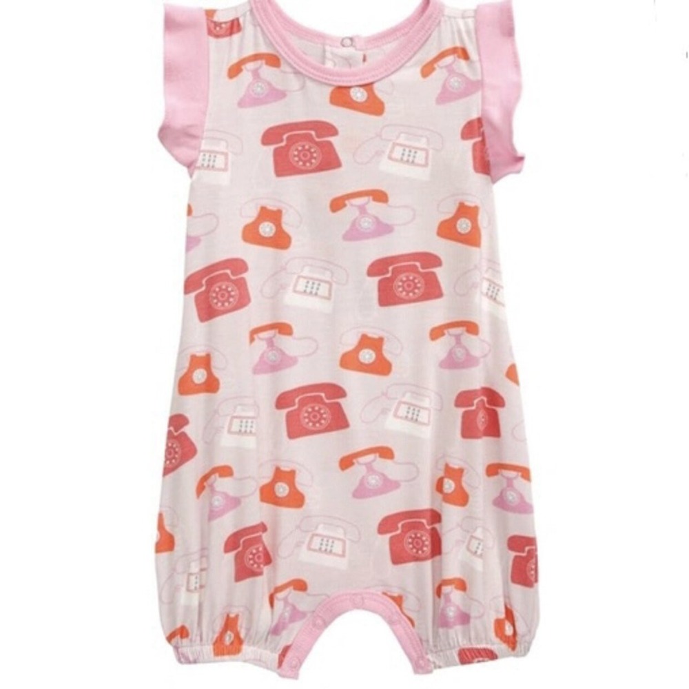 BESTAROO NWT Telephone Bubble in Pink Ruffle Bubble Shortie Romper 0-3m